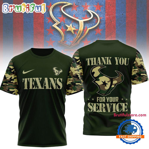 Houston Texans 2026 NFL Camouflage Thank You For Service Limited 3D Shirt