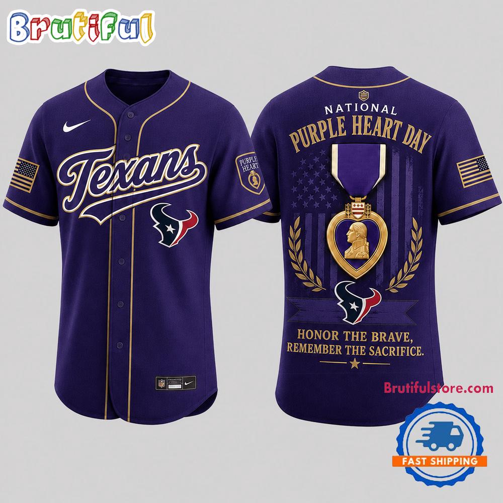Houston Texans 2026 NFL Purple Heart Day Baseball Jersey Shirt