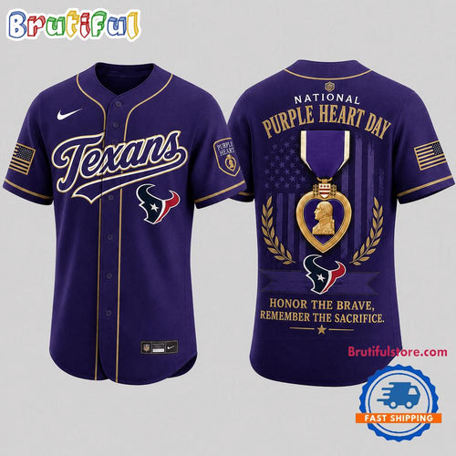 Houston Texans 2026 NFL Purple Heart Day Baseball Jersey Shirt