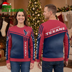 Houston Texans Bull Logo Blue Red Ugly Christmas Sweater