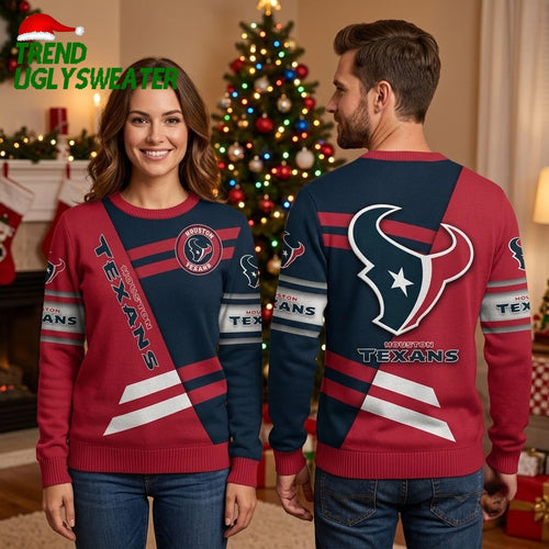 Houston Texans Bull Logo Colorblock Christmas Sweater