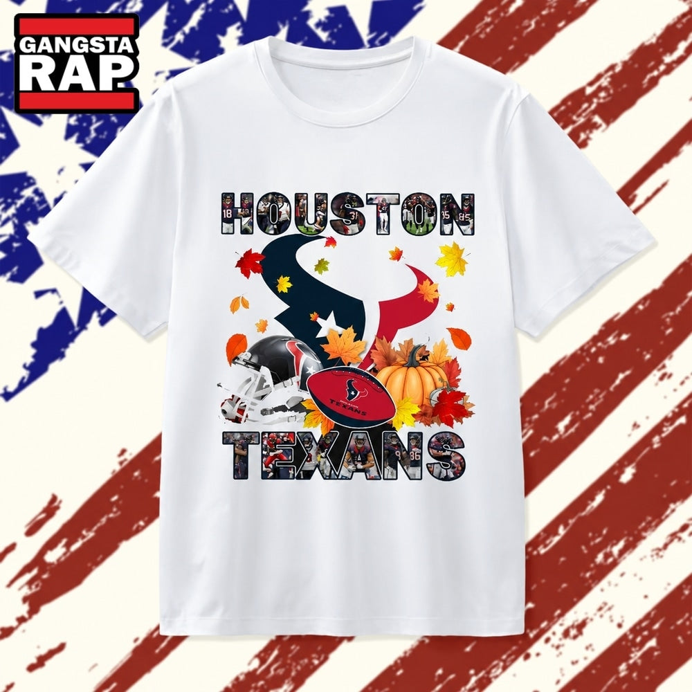 Houston Texans Football Autumn Fall Pumpkin Graphic T Shirt