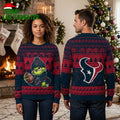 Houston Texans Grinch Holding Football Ugly Christmas Sweater Game Day Gift