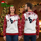 Houston Texans Logo Reindeer And Christmas Trees Ugly Christmas Sweater