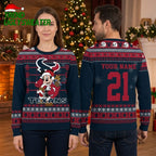 Houston Texans Mickey Santa Football Ugly Christmas Sweater