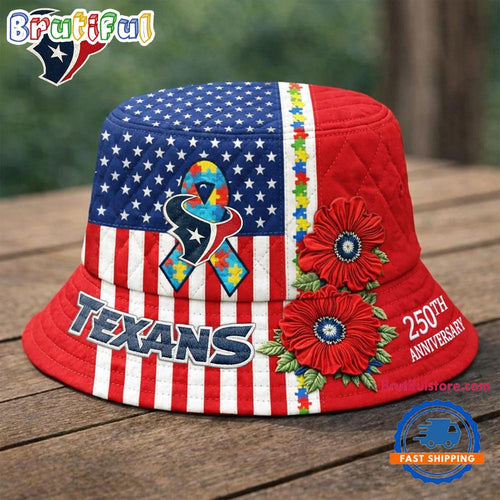Houston Texans NFL Autism America 250th Anniversary Bucket Hat