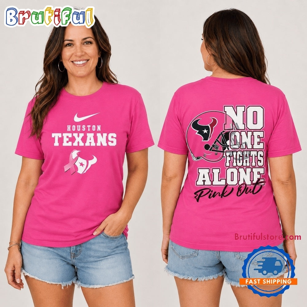 Houston Texans NFL No One Fight Alone Pink Out T Shirt
