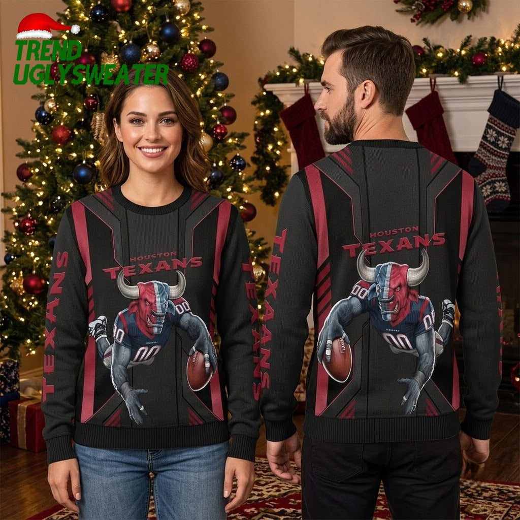 Houston Texans Rushing Bull Football Player Black Sweatshirt