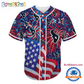 Houston Texans USA Flag Independence Day Baseball Jersey, Sport Team 4th of July Jersey