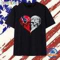 Houston Texans x San Antonio Spurs skulls face to face heart shape distressed T Shirt