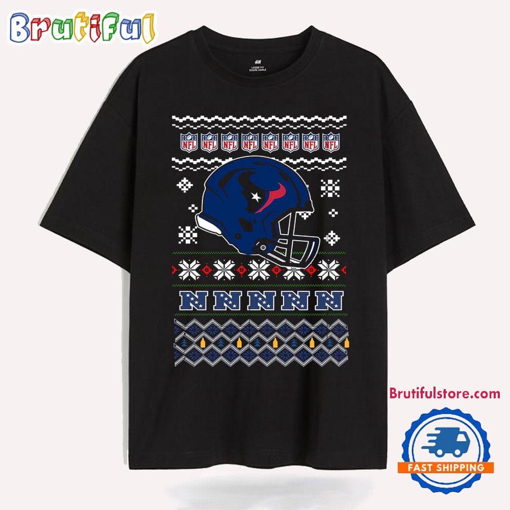 Houston Texans Football Logo Team Helmet Merry Chritmas 2024 T Shirt