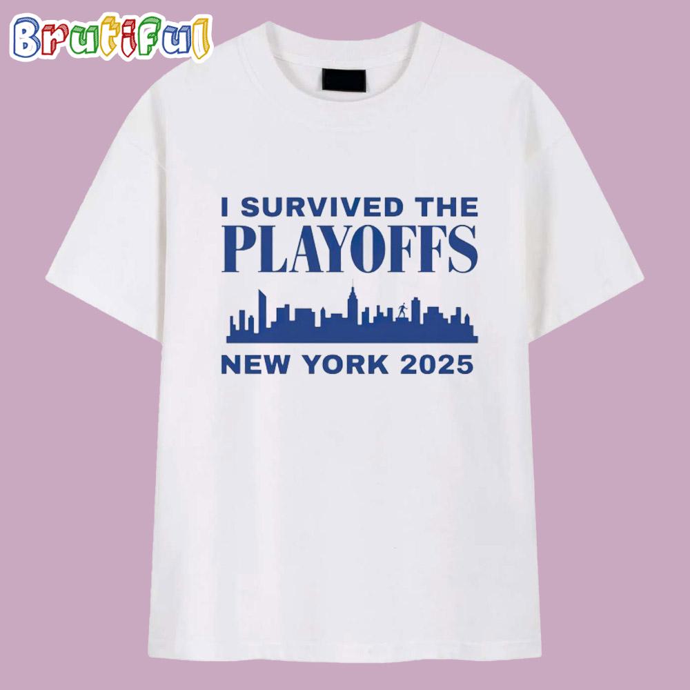 I Survived the Playoffs New York 2025 City Skyline T Shirt