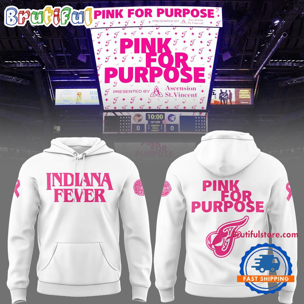Indiana Fever Pink for Purpose 2025 White Hoodie T-Shirt