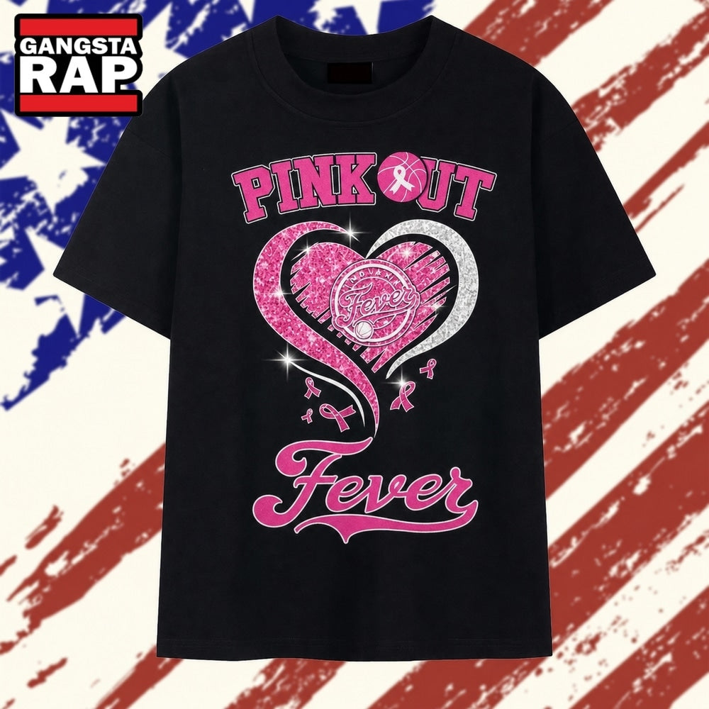 Indiana Fever Pink Out Breast Cancer Awareness Heart Basketball T Shirt