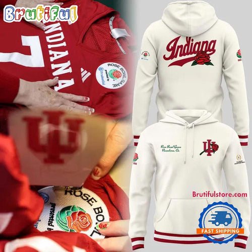 Indiana Hoosiers Football 2025 Rose Bowl White Uniform Hoodie Shirt