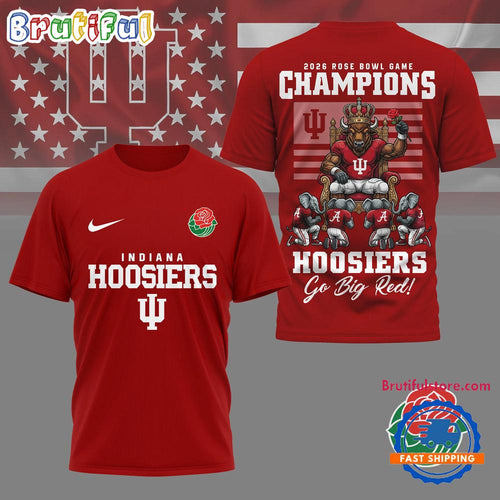 Indiana Hoosiers NCAA 2026 Rose Bowl Game Champions Mascot 3D Shirt