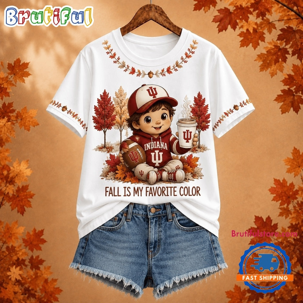 Indiana Hoosiers NCAA Fall Is My Favorite Color Football Unisex 3D Shirt