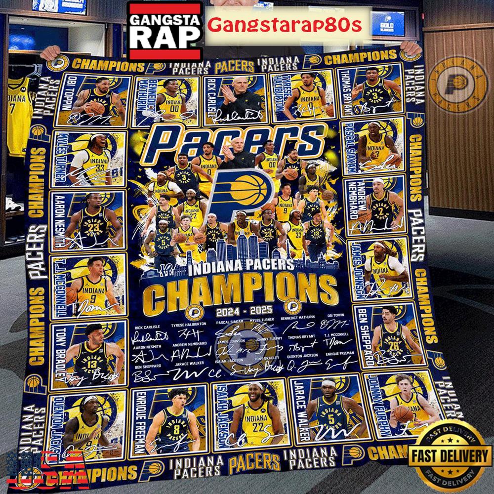 Indiana Pacers NBA Finals Champions 2025 Fleece Blanket Quilt