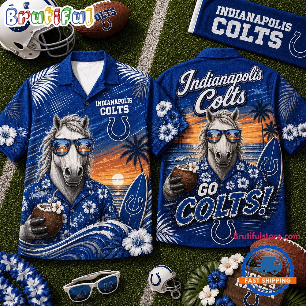 Indianapolis Colts 2026 NFL Mascot Beach Vibes Summer Hawaiian Shirt