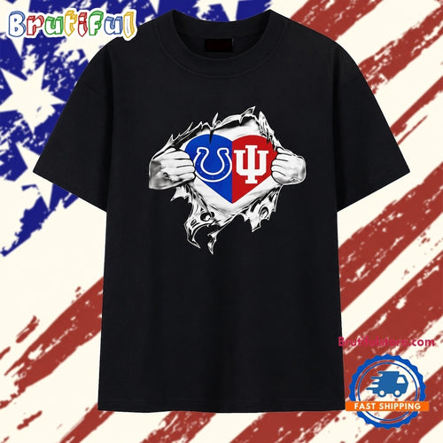 Indianapolis Colts and Indiana Hoosiers heart logo T Shirt