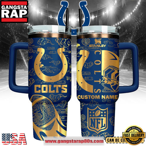 Indianapolis Colts Custom Stanley Quencher Tumbler With Handle 40oz