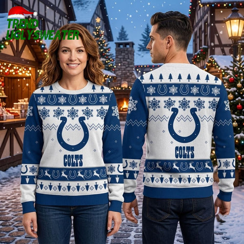 Indianapolis Colts Horseshoe Reindeer Snowflake Ugly Christmas Sweater