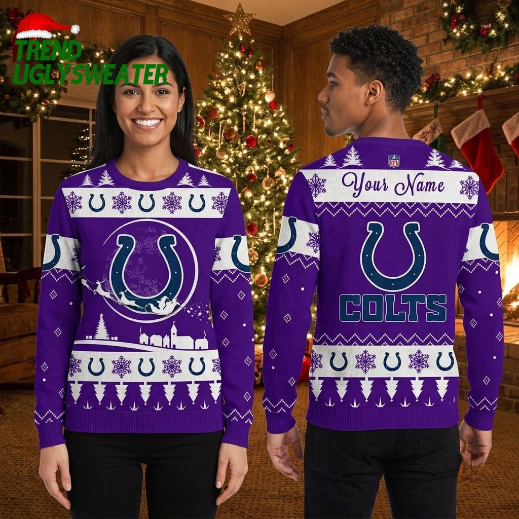 Indianapolis Colts Horseshoe Snowflake Ugly Christmas Sweater Game Day Gift