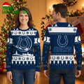 Indianapolis Colts Horseshoe Snowy Village Ugly Christmas Sweater