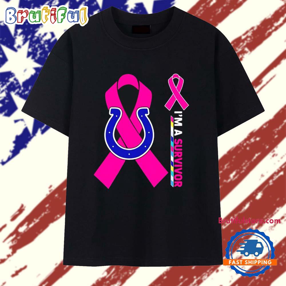 Indianapolis Colts I’m a Survivor Pink Cancer Ribbon T Shirt