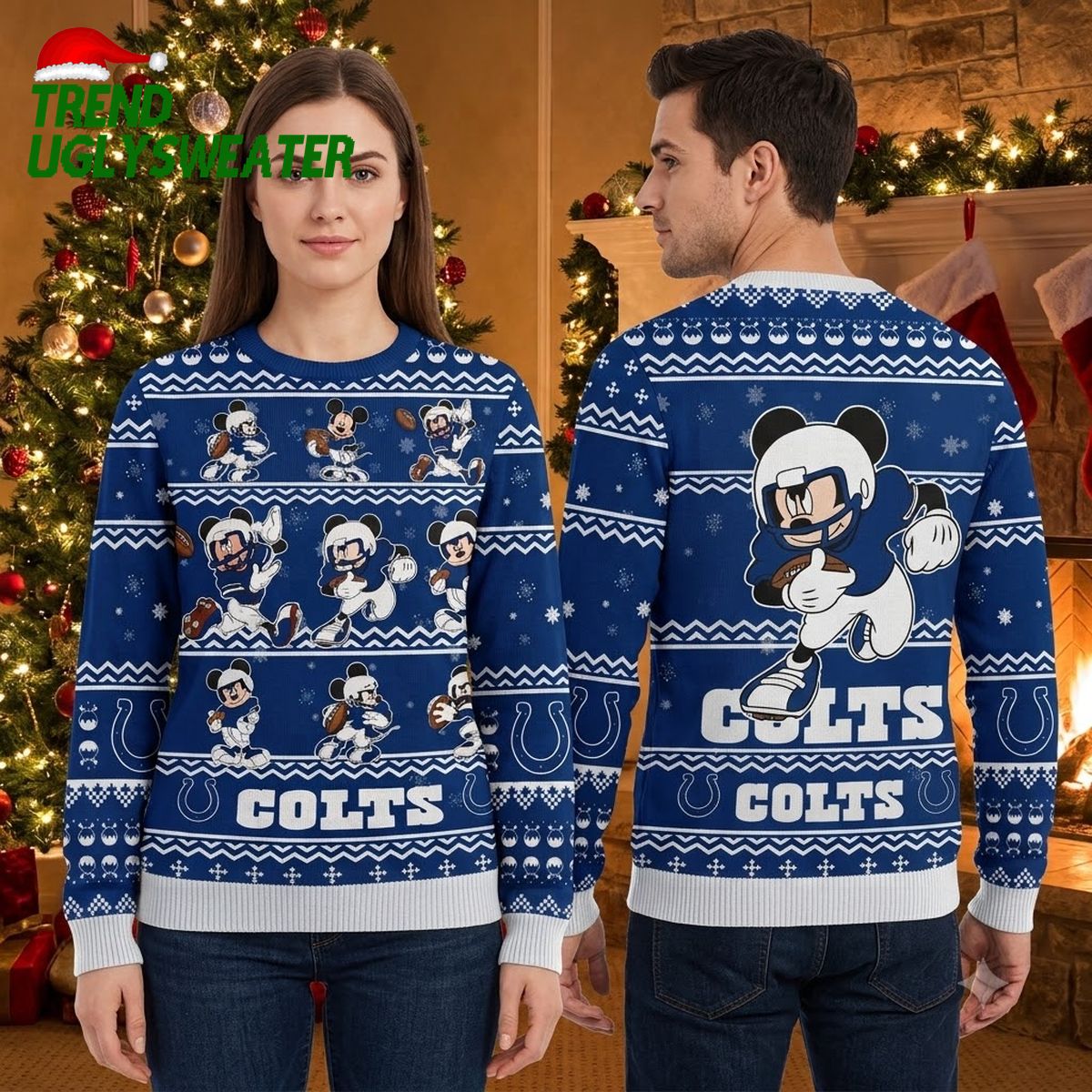 Indianapolis Colts Mickey Mouse Football Player Ugly Christmas Sweater