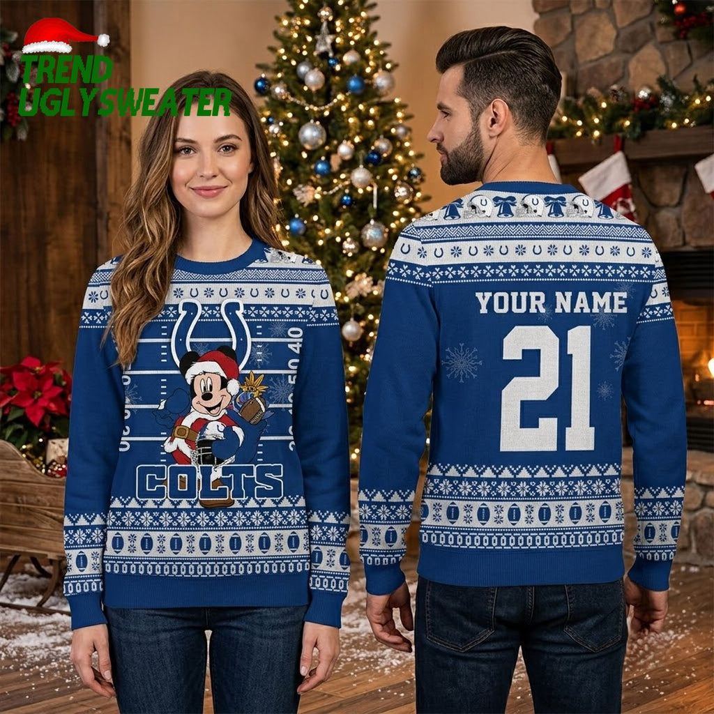 Indianapolis Colts Mickey Mouse Santa Football Ugly Christmas Sweater
