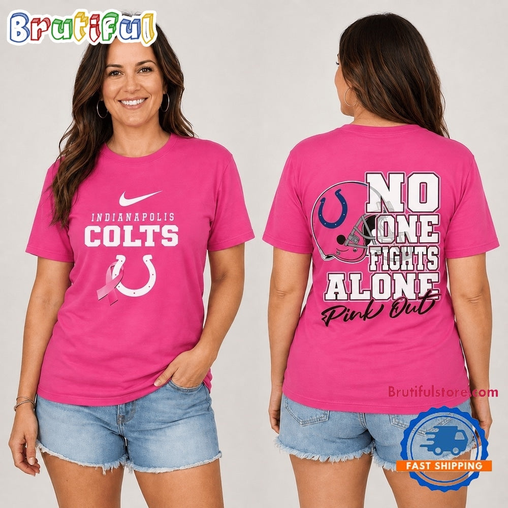 Indianapolis Colts NFL No One Fight Alone Pink Out T Shirt