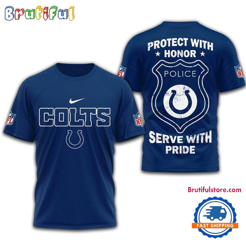 Indianapolis Colts Protech With Honor Police Serve With Pride 3D Shirt