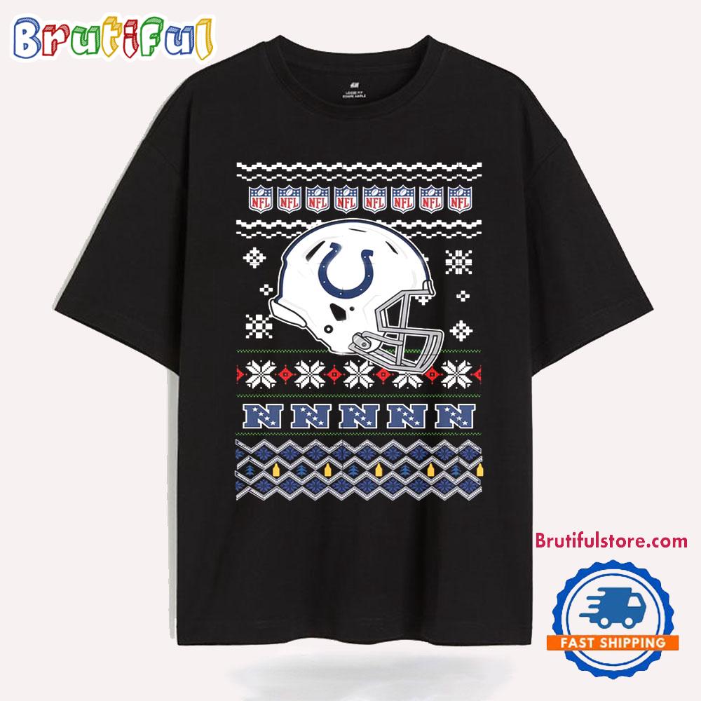 Indianapolis Colts Football Logo Team Helmet Merry Chritmas 2024 T Shirt
