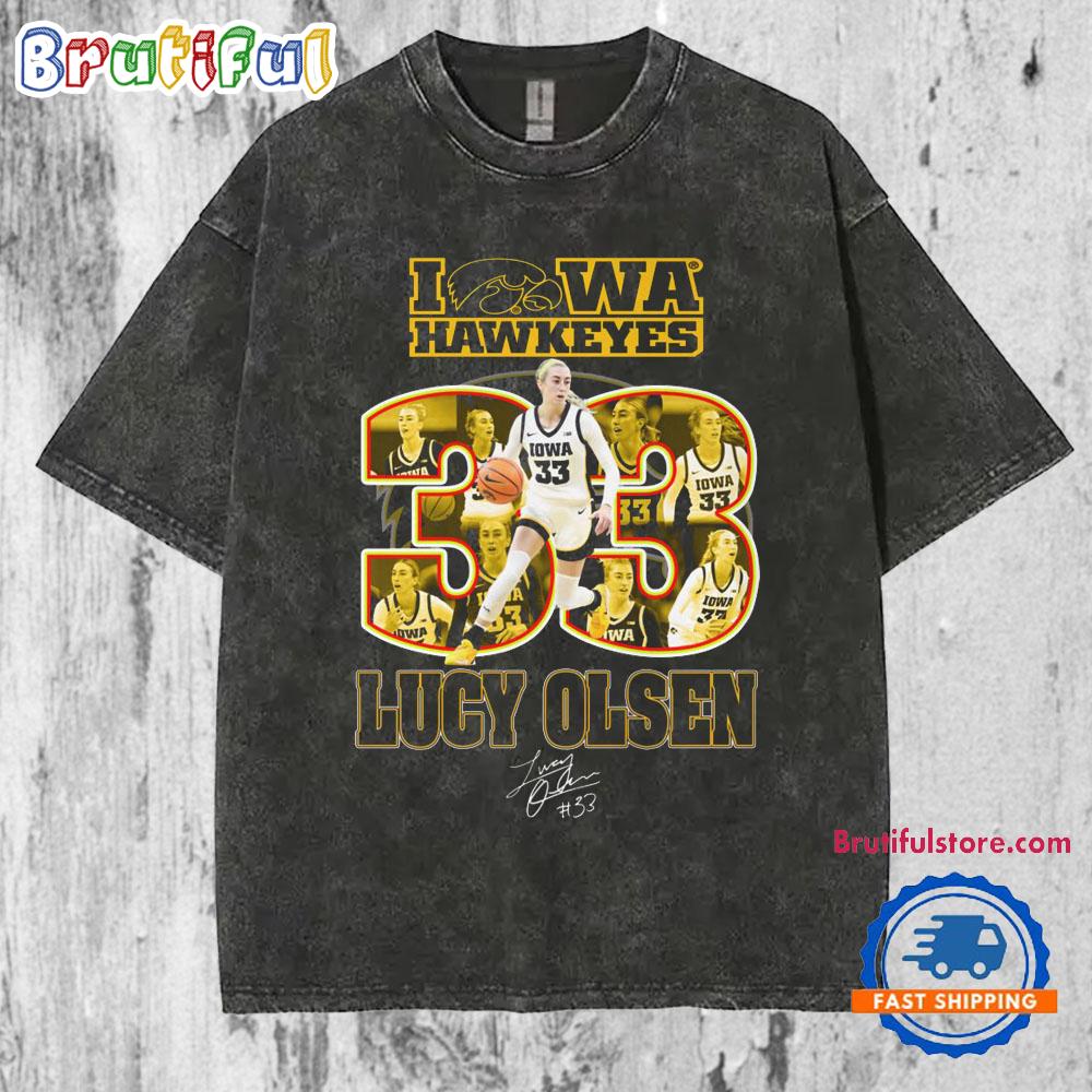 Iowa Hawkeyes Lucy Olsen 33 Signature New 2025 Mineral Wash T Shirt