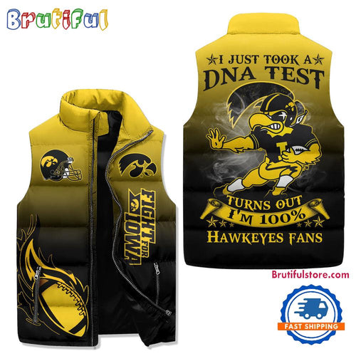 Iowa Hawkeyes Sporty Mascot Design Sleeveless Puffer Jacket