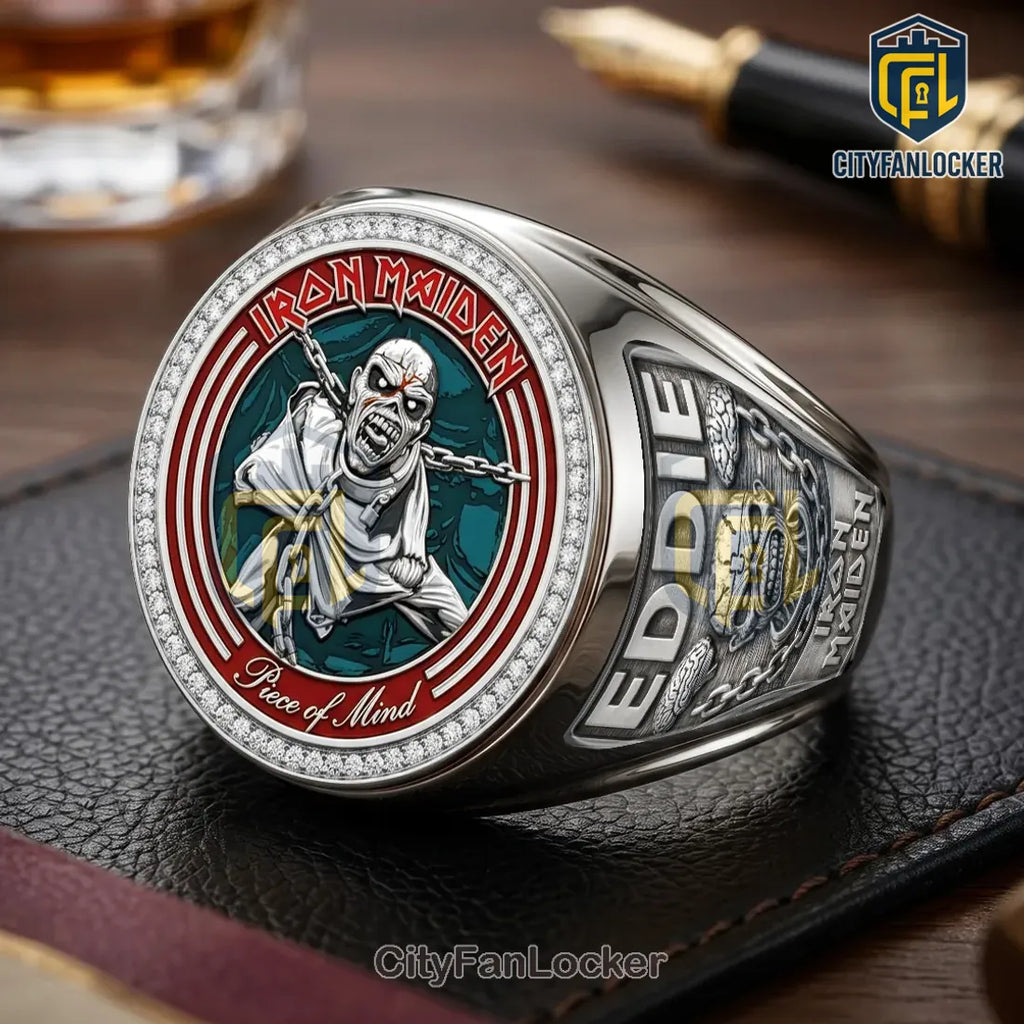 Iron Maiden Piece of Mind Silver Engraved Ring