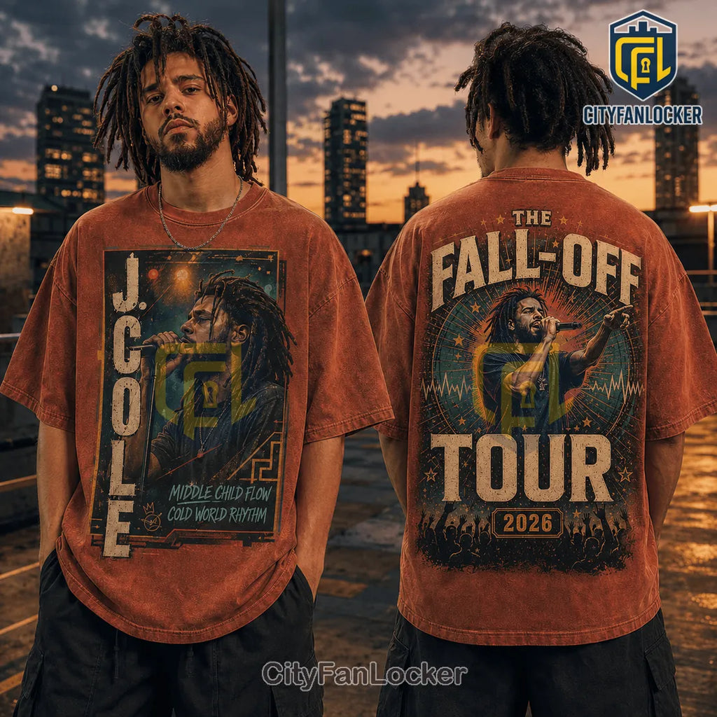 J Cole The Fall Off Tour 2026 Rust Orange T-Shirt