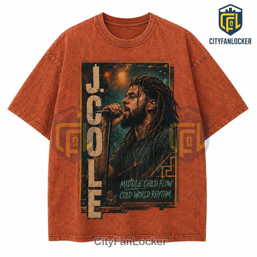 J Cole The Fall Off Tour 2026 Rust Orange T-Shirt