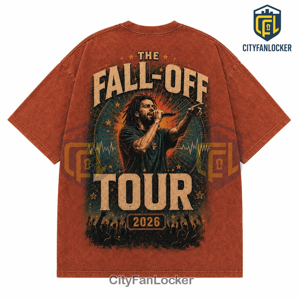 J Cole The Fall Off Tour 2026 Rust Orange T-Shirt