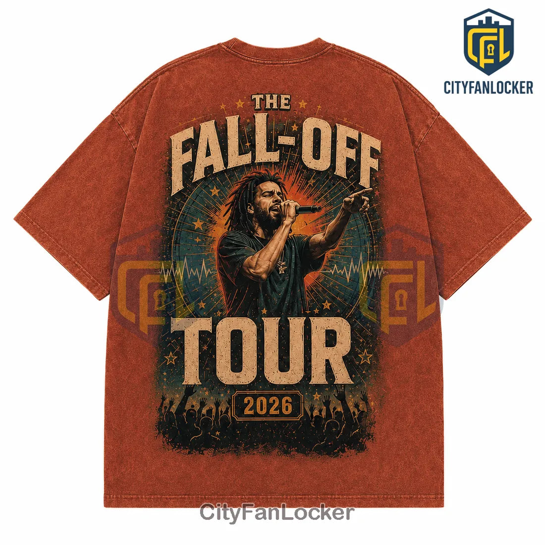 J Cole The Fall Off Tour 2026 Rust Orange T-Shirt