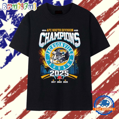 Jacksonville Jaguars 2025 AFC South Champions helmet skyline T Shirt