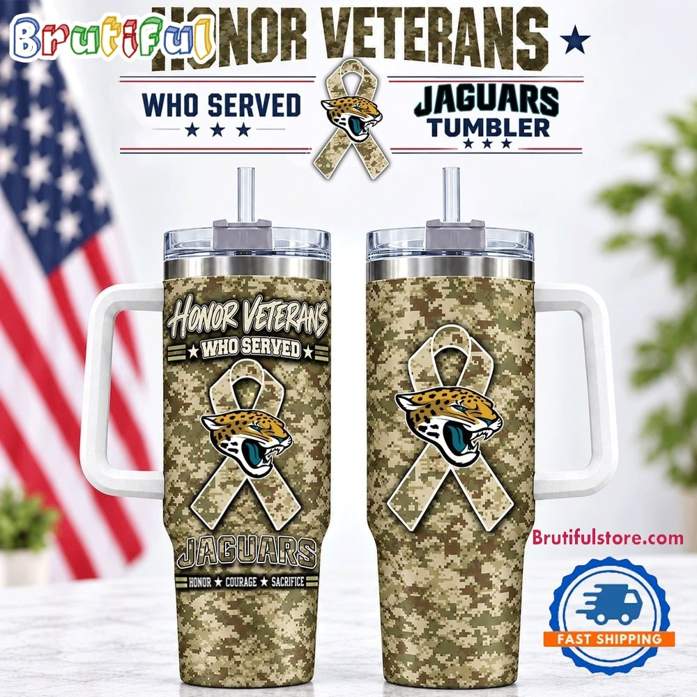 Jacksonville Jaguars 2026 NFL Honor Veterans Camo Stanley Tumbler