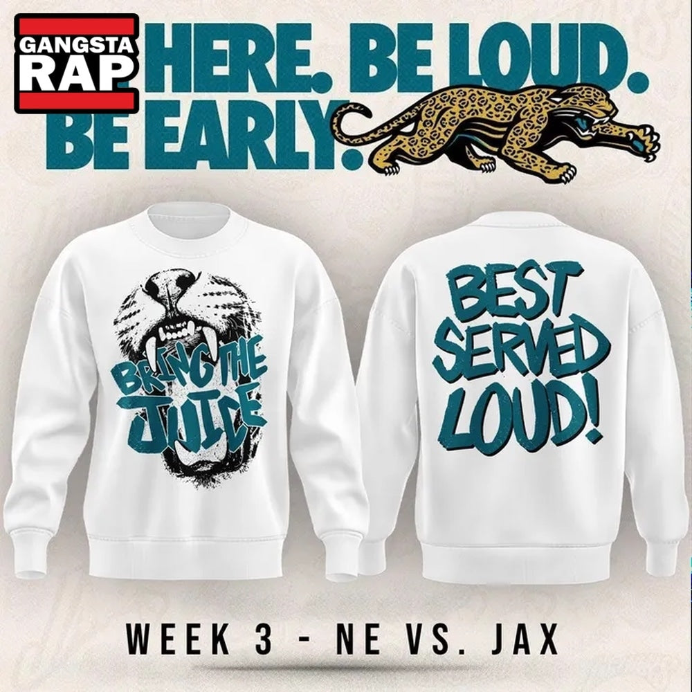Jacksonville Jaguars Bring The Juice, Best Served Loud 2026 White Hoodie T-Shirt