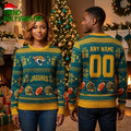 Jacksonville Jaguars Custom Name And Number Football Pattern Ugly Christmas Sweater
