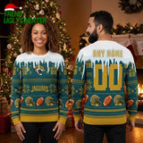 Jacksonville Jaguars Custom Name And Number Jaguar Logo Ugly Christmas Sweater