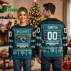 Jacksonville Jaguars Jaguar Logo Custom Name And Number Ugly Christmas Sweater