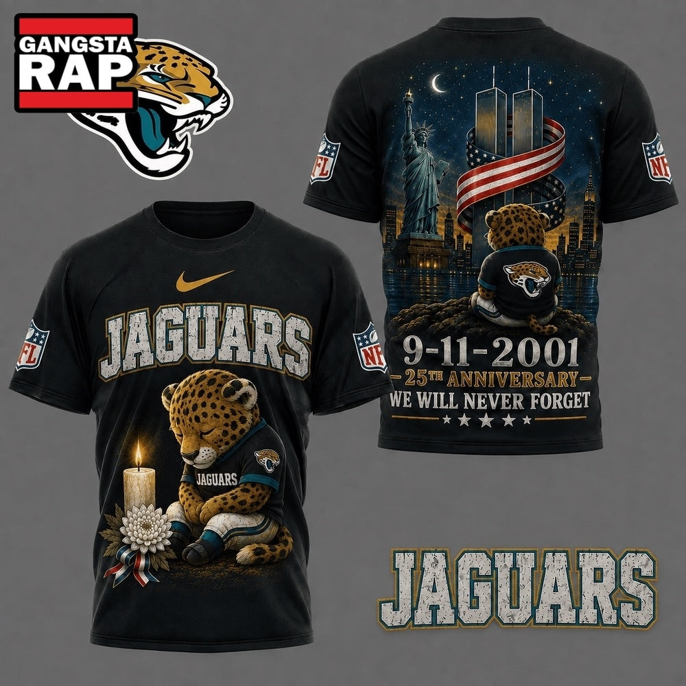 Jacksonville Jaguars NFL 9 11 25th Anniversary Never Forget Memorial 3D T Shirt, Football New Design Shirt