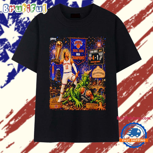 Jalen Brunson New York Knicks NBA 2025 2026 Champions Victor Wembanyama Spurs T Shirt