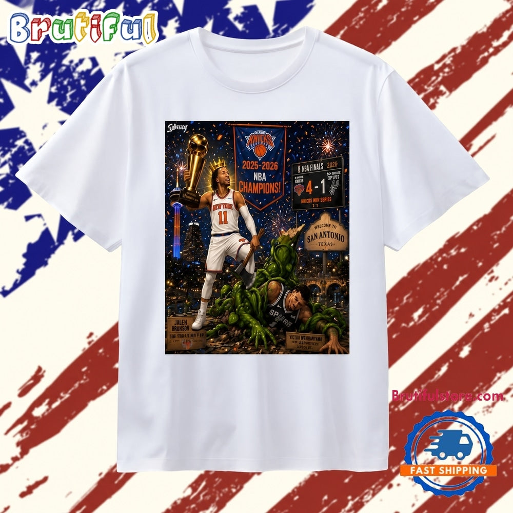 Jalen Brunson New York Knicks vs Victor Wembanyama San Antonio Spurs NBA Champions 2025 2026 T Shirt